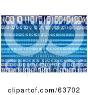 Royalty Free RF Clipart Illustration Of Waves Of White Binary Code Spanning A Blue Background With Light Rays