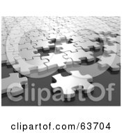 Royalty Free RF Clipart Illustration Of A 3d White Jigsaw Puzzle Building Outward by Tonis Pan