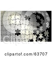 Poster, Art Print Of Silver Puzzle Building From Left To Right With Some Missing Black Spaces