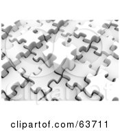 Royalty Free RF Clipart Illustration Of 3d White Puzzle Pieces Sliding Into Place by Tonis Pan
