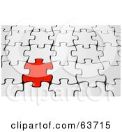 Poster, Art Print Of 3d Background Of A Red Puzzle Piece Interlocked In A White Puzzle