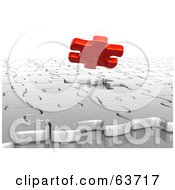 Royalty Free RF Clipart Illustration Of A 3d Red Piece Floating Over A White Puzzle Space