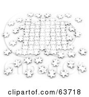 Poster, Art Print Of Scattered 3d White Puzzle Pieces Interlocking