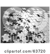 Royalty Free RF Clipart Illustration Of 3d Floating White Jigsaw Puzzle Pieces Over Gray by Tonis Pan