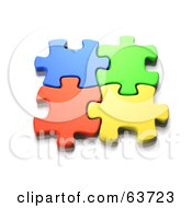 Poster, Art Print Of Interlocked Colorful Jigsaw Puzzle Pieces