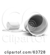 Royalty Free RF Clipart Illustration Of Two White 3d Tin Cans Connected To A String