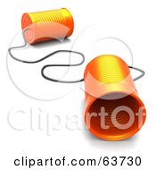 Two Orange 3d Tin Cans Connected To A String