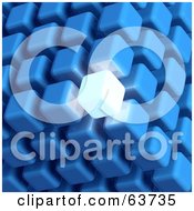 Royalty Free RF Clipart Illustration Of A 3d Blue Cubic Structure Composed Of Cubes One Glowing Brightly