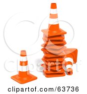 Poster, Art Print Of Stack Of 3d Orange Construction Cones