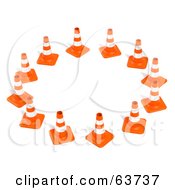 Poster, Art Print Of Circle Of 3d Orange Construction Cones