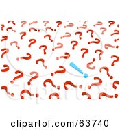 Royalty Free RF Clipart Illustration Of A 3d Blue Exclamation Point Surrounded By Question Marks