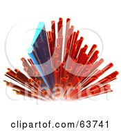 Royalty Free RF Clipart Illustration Of A 3d Blue Exclamation Point Bursting Out Of A Cluster Of Red Question Marks Version 2