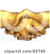 Royalty Free RF Clipart Illustration Of 3d Gold Hands Locked In A Hand Shake by Tonis Pan