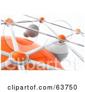 Poster, Art Print Of 3d Silver And Orange Nexus Balls Connected To A Network