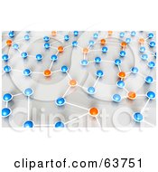 Poster, Art Print Of 3d Network Of Orange And Blue Nexus Balls