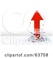 Royalty Free RF Clipart Illustration Of A 3d Red Arrow Breaking Through A White Brick Floor