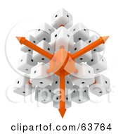 3d White And Orange Cubic Diagramatic Structure With Arrows