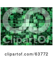 Poster, Art Print Of 3d Green Cubic Circuit Background