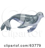 Royalty Free RF Clipart Illustration Of A Gray Swimming Seal
