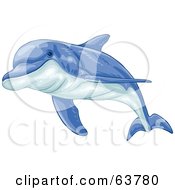 Poster, Art Print Of Swimming Blue Dolphin