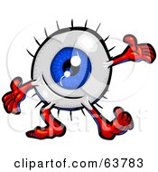 Poster, Art Print Of Blue Eyeball Guy Cheerfully Holding His Arms Out