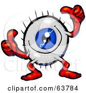 Poster, Art Print Of Blue Eyeball Guy Giving Two Thumbs Up