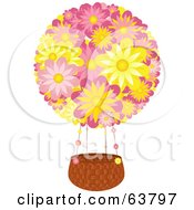 Royalty Free RF Clipart Illustration Of A Floral Hot Air Balloon With An Empty Basket On White by elaineitalia