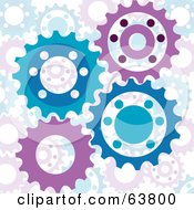 Poster, Art Print Of Purple And Blue Turning Cog Wheel Background