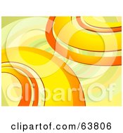 Poster, Art Print Of Retro Background Of Orange Yellow And Green Curves On A Faint Spiral