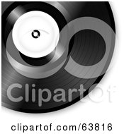 Poster, Art Print Of Shiny Black Vinyl Record With A Blank White Label