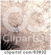 Royalty Free RF Clipart Illustration Of A Scratched Grungy Sepia Background Of Plants And A Butterfly