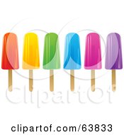 Royalty Free RF Clipart Illustration Of A Row Of Colorful Fruit Flavored Ice Pops On White by elaineitalia #COLLC63833-0046