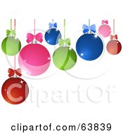 Royalty Free RF Clipart Illustration Of Colorful Sparkling Bow Topped Christmas Baubles Over White