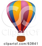 Poster, Art Print Of Colorful Hot Air Balloon With An Empty Basket On White