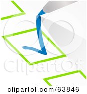 Royalty Free RF Clipart Illustration Of A Blue Pen Writing A Check Mark In A Box