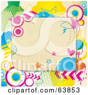 Poster, Art Print Of Background Of A Blank Note Surrounded By Colorful Doodles