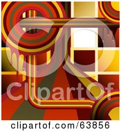 Royalty Free RF Clipart Illustration Of A Funky Retro Background Of Rainbow Circles And Lines With Mosaic by elaineitalia