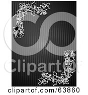 Poster, Art Print Of Black Textured Background With White Floral Corners