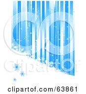 Poster, Art Print Of Blue Christmas Background Of Vertical Stripes Snow And Shapes