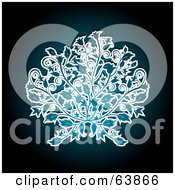 Royalty Free RF Clipart Illustration Of A Blue Floral Design On A Dark Blue Background by elaineitalia