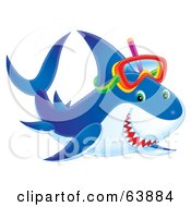 Royalty Free RF Clipart Illustration Of A Happy Blue Snorkeling Airbrushed Shark