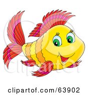 Royalty Free RF Clipart Illustration Of A Red And Yellow Green Eyed Marine Fish