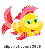 Royalty Free RF Clipart Illustration Of A Red And Yellow Green Eyed Airbrushed Marine Fish