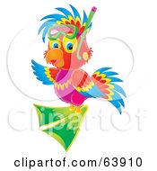 Royalty Free RF Clipart Illustration Of A Friendly Colorful Snorkel Airbrushed Parrot