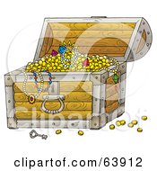 Poster, Art Print Of Open Treasure Chest Revealing Jewels Necklaces And Gold