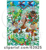 Poster, Art Print Of Festive Christmas Bugs Decorating Plants In The Snow