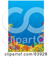 Underwater Seascape Scene With Blue Water And Colorful Corals