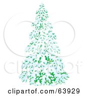 Lush Airbrushed Evergreen Tree Flocked In Snow In The Winter