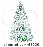 Poster, Art Print Of Lush Evergreen Tree Flocked In Snow In The Winter