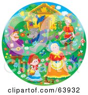 Poster, Art Print Of Round Scene Of Little Red Riding Hood